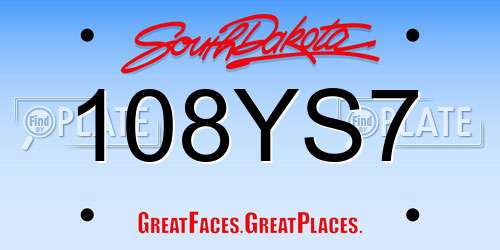 108YS7 South Dakota License Plate