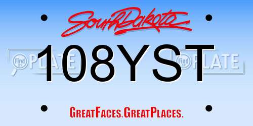 108YST South Dakota License Plate