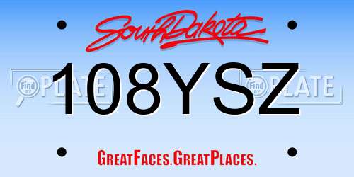 108YSZ South Dakota License Plate