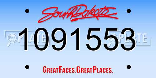 1091553 South Dakota License Plate
