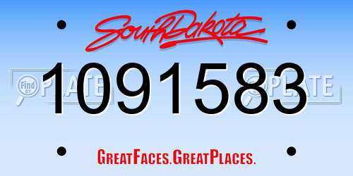 1091583 South Dakota License Plate