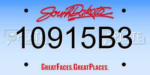 10915B3 South Dakota License Plate
