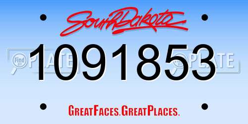 1091853 South Dakota License Plate