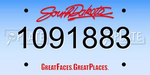 1091883 South Dakota License Plate