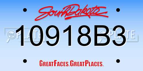 10918B3 South Dakota License Plate