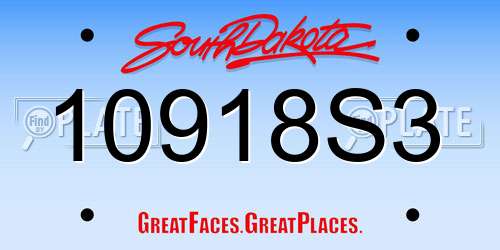 10918S3 South Dakota License Plate