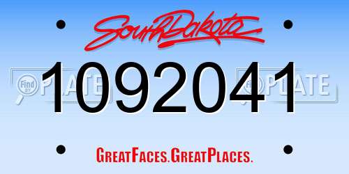 1092041 South Dakota License Plate