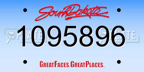 1095896 South Dakota License Plate