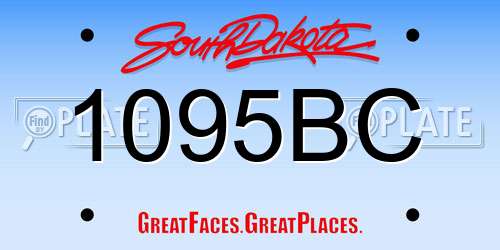 1095BC South Dakota License Plate