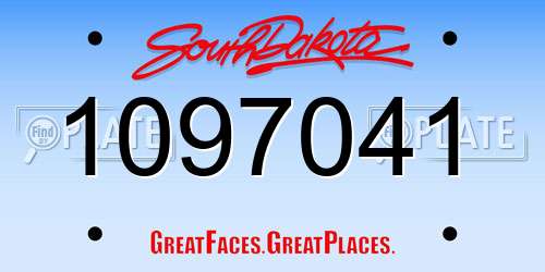 1097041 South Dakota License Plate