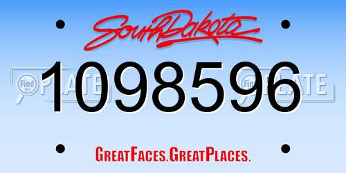 1098596 South Dakota License Plate
