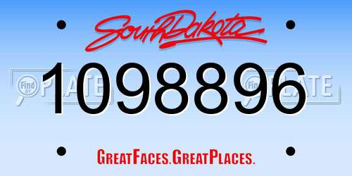 1098896 South Dakota License Plate