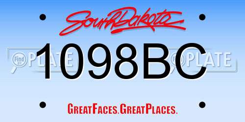 1098BC South Dakota License Plate