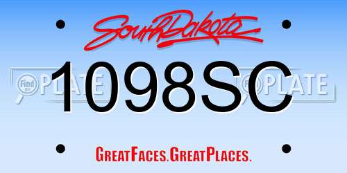 1098SC South Dakota License Plate