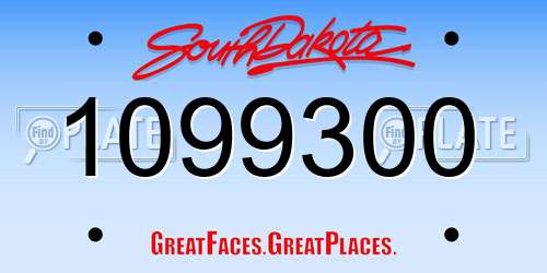 1099300 South Dakota License Plate