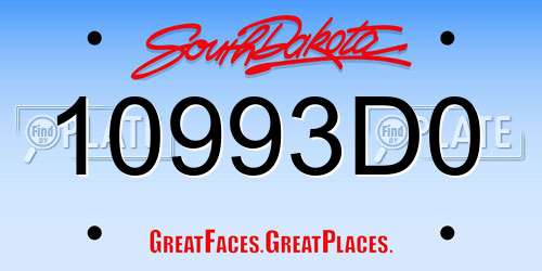 10993D0 South Dakota License Plate