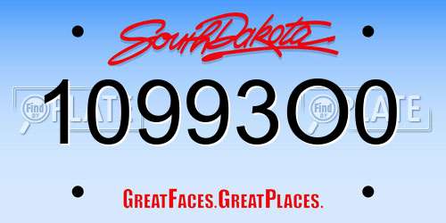 10993O0 South Dakota License Plate
