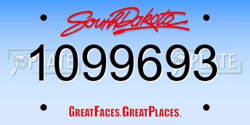 1099693 South Dakota License Plate