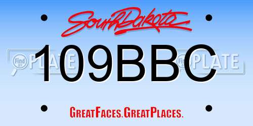 109BBC South Dakota License Plate