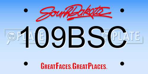 109BSC South Dakota License Plate