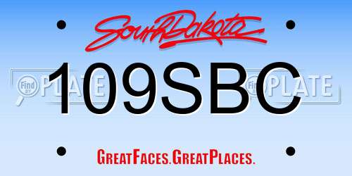 109SBC South Dakota License Plate