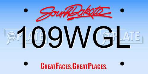 109WGL South Dakota License Plate