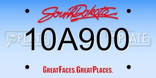 10A900 South Dakota License Plate
