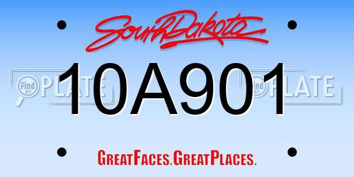 10A901 South Dakota License Plate