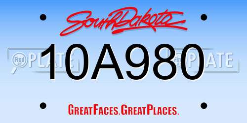 10A980 South Dakota License Plate