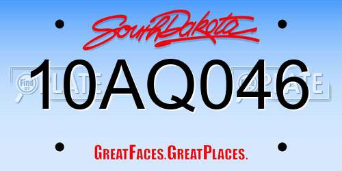 10AQ046 South Dakota License Plate