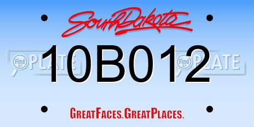 10B012 South Dakota License Plate