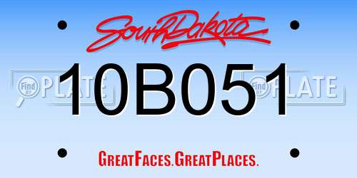 10B051 South Dakota License Plate