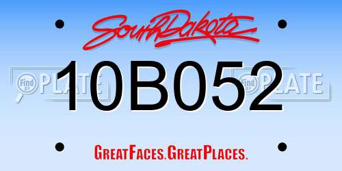 10B052 South Dakota License Plate