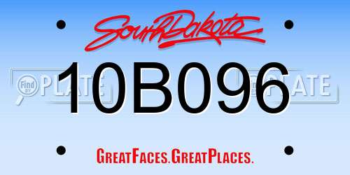 10B096 South Dakota License Plate