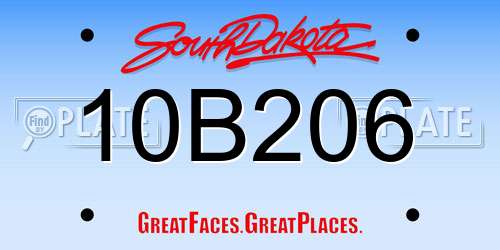 10B206 South Dakota License Plate