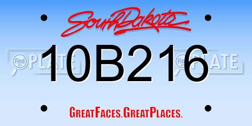 10B216 South Dakota License Plate