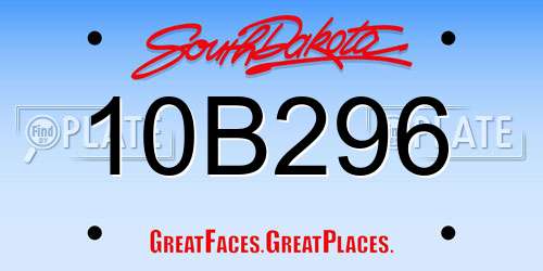 10B296 South Dakota License Plate