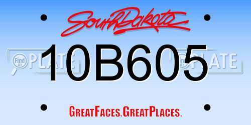 10B605 South Dakota License Plate