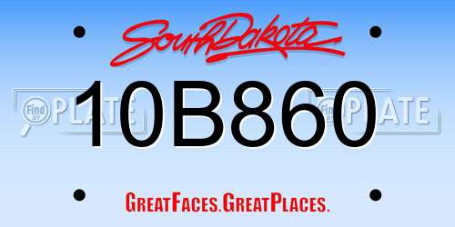 10B860 South Dakota License Plate