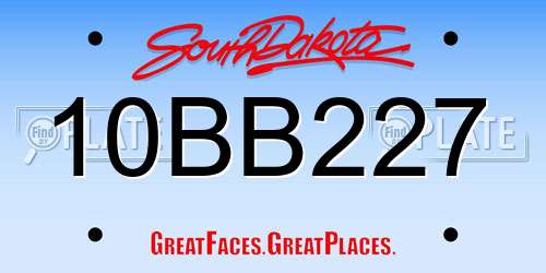 10BB227 South Dakota License Plate