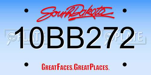 10BB272 South Dakota License Plate