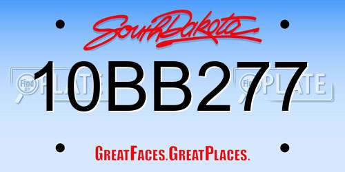 10BB277 South Dakota License Plate