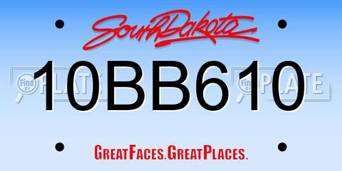 10BB610 South Dakota License Plate