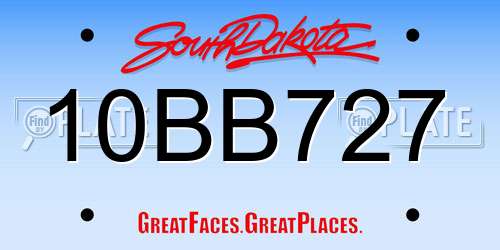 10BB727 South Dakota License Plate