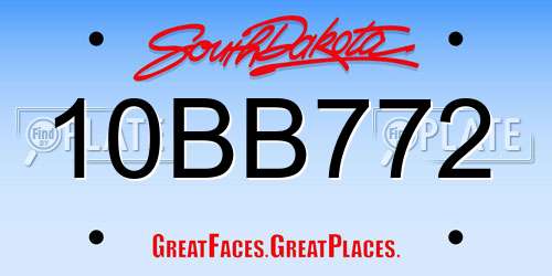 10BB772 South Dakota License Plate