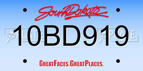 10BD919 South Dakota License Plate