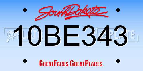 10BE343 South Dakota License Plate