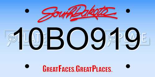 10BO919 South Dakota License Plate