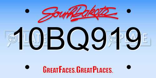 10BQ919 South Dakota License Plate