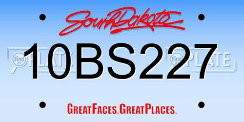10BS227 South Dakota License Plate